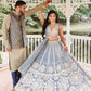 Rajwada Women Designer Grey Net Semi Stitched Lehenga With Unstitched Blouse