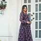 Rajwada Violet Chiffon Stitched Printed Indo Western Dress For Women