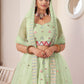 Rajwada Green Net Embellished Semi Stitched Lehenga With Unstitched Blouse for Women