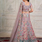 Rajwada Purple Net Embroidered Semi Stitched Lehenga With Unstitched Blouse for Women