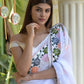 Rajwada White Embroidered Georgette Saree with Unstitched Blouse for Women
