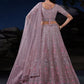 Rajwada Mauve Embroidered Soft Net Semi Stitched Lehenga With Blouse For Women