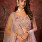 Rajwada Pink Georgette Embellished Semi Stitched Lehenga With Unstitched Blouse for Women