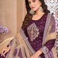 Rajwada Purple Tafeta Embroidered Semi stitched Kurta Set  For Women