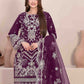 Rajwada Purple Georgette Embroidered & Cutwork Semi-Sitched Kurta Set For Women