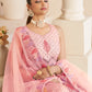 Rajwada Pink Georgette Embroidered Semi Stitched Lehenga With Unstitched Blouse for Women