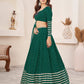 Rajwada Teal Georgette Embellished Semi Stitched Lehenga With Unstitched Blouse For Women