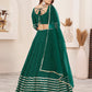 Rajwada Teal Georgette Embellished Semi Stitched Lehenga With Unstitched Blouse For Women