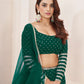 Rajwada Teal Georgette Embellished Semi Stitched Lehenga With Unstitched Blouse For Women