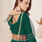 Rajwada Teal Georgette Embellished Semi Stitched Lehenga With Unstitched Blouse For Women