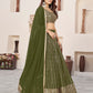 Rajwada Olive Georgette Embellished Semi Stiched Lehenga With Unstitched Blouse For Women