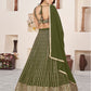 Rajwada Olive Georgette Embellished Semi Stiched Lehenga With Unstitched Blouse For Women