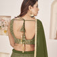 Rajwada Olive Georgette Embellished Semi Stiched Lehenga With Unstitched Blouse For Women