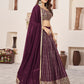 Rajwada Wine Georgette Embellished Semi Stitched Lehenga With Unstitched Blouse For Women