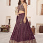 Rajwada Wine Georgette Embellished Semi Stitched Lehenga With Unstitched Blouse For Women