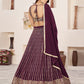 Rajwada Wine Georgette Embellished Semi Stitched Lehenga With Unstitched Blouse For Women