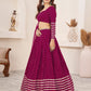 Rajwada Pink Georgette Embellished Semi Stiched Lehenga With Unstitched Blouse For Women