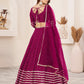 Rajwada Pink Georgette Embellished Semi Stiched Lehenga With Unstitched Blouse For Women