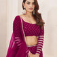 Rajwada Pink Georgette Embellished Semi Stiched Lehenga With Unstitched Blouse For Women