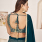 Rajwada Teal Georgette Embellished Semi Stitched Lehenga With Unstitched Blouse For Women