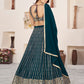 Rajwada Teal Georgette Embellished Semi Stitched Lehenga With Unstitched Blouse For Women