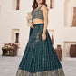 Rajwada Teal Georgette Embellished Semi Stitched Lehenga With Unstitched Blouse For Women