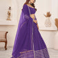 Rajwada Violet Georgette Embellished Semi Stitched Lehenga With Unstitched Blouse For Women