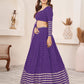 Rajwada Violet Georgette Embellished Semi Stitched Lehenga With Unstitched Blouse For Women