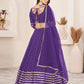 Rajwada Violet Georgette Embellished Semi Stitched Lehenga With Unstitched Blouse For Women