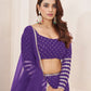 Rajwada Violet Georgette Embellished Semi Stitched Lehenga With Unstitched Blouse For Women