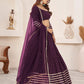 Rajwada Wine Georgette Embellished Semi Stitched Lehenga With Unstitched Blouse For Women