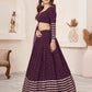 Rajwada Wine Georgette Embellished Semi Stitched Lehenga With Unstitched Blouse For Women