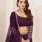 Rajwada Wine Georgette Embellished Semi Stitched Lehenga With Unstitched Blouse For Women