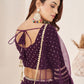 Rajwada Wine Georgette Embellished Semi Stitched Lehenga With Unstitched Blouse For Women