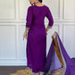 Rajwada Purple Viscose Lace Work Stitched Kurta Set for Women