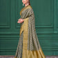 Rajwada Grey Silk Blend Woven Printed Saree For Women