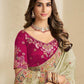 Rajwada Pista Green Satin Embroidered Saree For Women