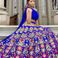 Rajwada Blue Jacquard Silk Woven Semi-Stitched Lehenga For Women