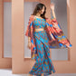 Rajwada Blue Linen Printed Stitched Co-Ord Set For Women