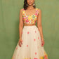 Rajwada White Georgette Floral Print Semi Stitched Lehenga For Women