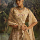 Rajwada Cream Net Embroidered Semi-Stitched Lehenga For Women