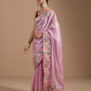 Rajwada Pastel Pink Organza Embroidered Solid Saree For Women