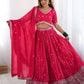 Rajwada Pink Silk Blend Embroidered Semi-Stitched lehenga For Women