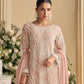 Rajwada Light Pink Georgette Embellished Semi Stitched Kurta Set For Women