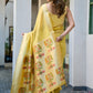 Rajwada Yellow Silk Blend Solid Saree For Women