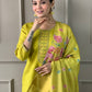 Rajwada Green Viscose chanderi Embroidered Stitched Kurta Set For Women