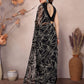 Rajwada Black Georgette Printed Saree With Unstitched Blouse For Women