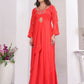 Rajwada Red Cotton Blend Embroidered Kurti For Women