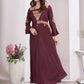 Rajwada Deep Wine Cotton Blend Embroidered Kurti For Women
