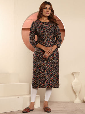 Rajwada Black Viscose Printed Kurta For Women